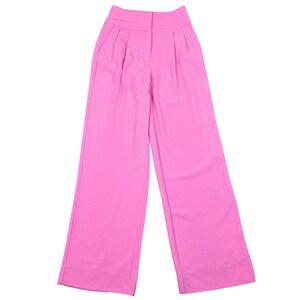 CeCe Crepe Wide Leg Tailored Trouser Pants Bright Peony Pink High Rise‎ Size 0